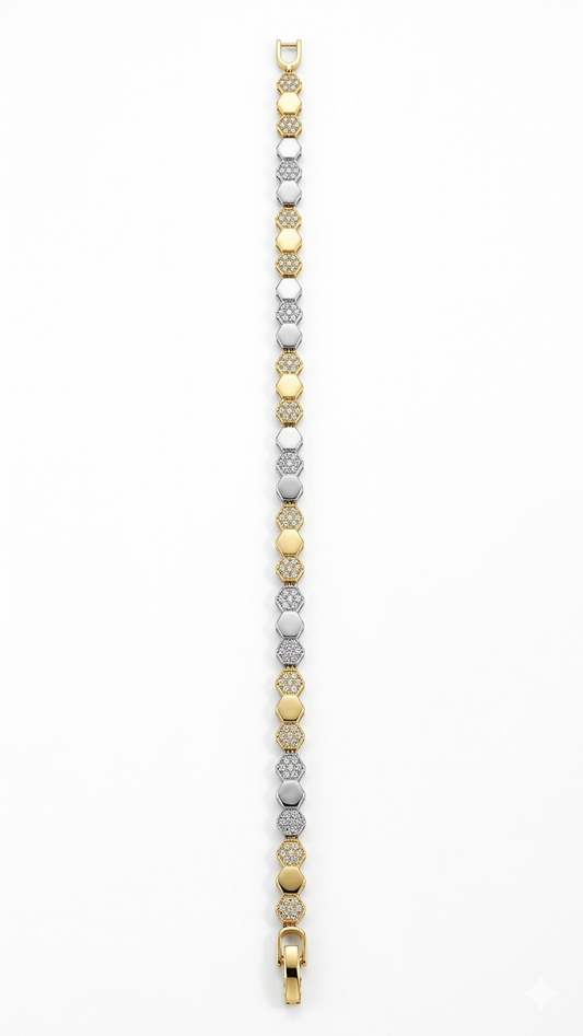 Honeycomb Pave Bracelet Hexagonal Link Statement