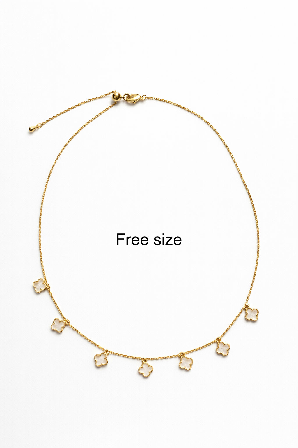 Mini White Clover Charm Necklace – Gold Mother.