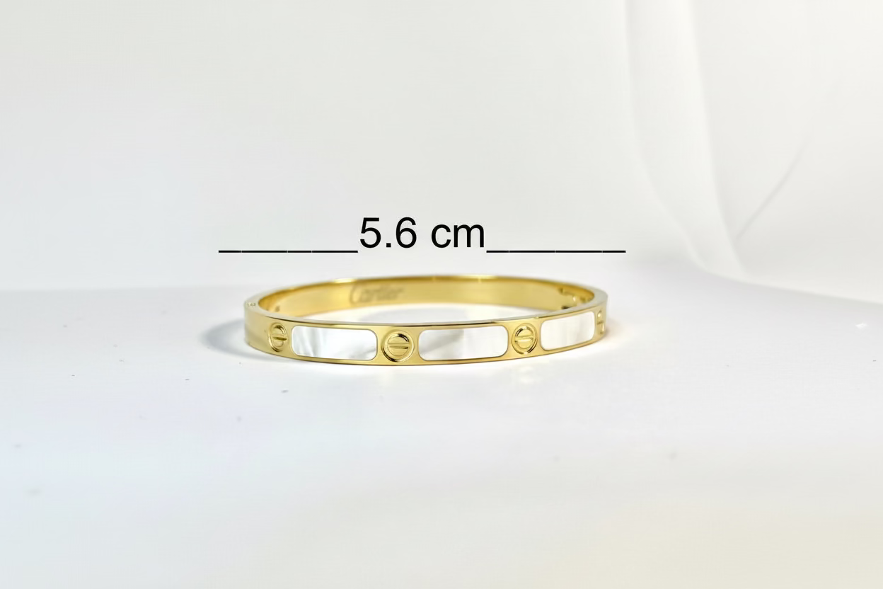 Bangle Fluted Architectural white and gold Bracelet