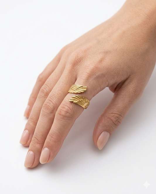 Winged Flight Adjustable Ring – Feathered Bypass Band