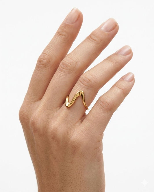 Solis Liquid Ring –Sculptural Statement Band