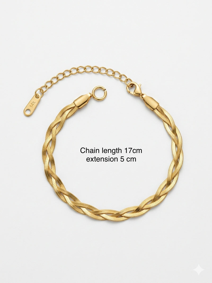 Aura Braided Herringbone Bracelet - Triple-Strand Twist