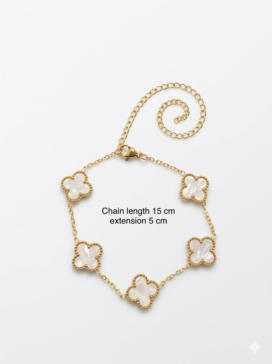 White Clover Bracelet – white Inlay