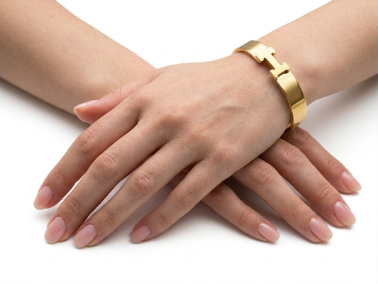 Signature "H" Bangle Bracelet Wide Hinged Statement Cuff