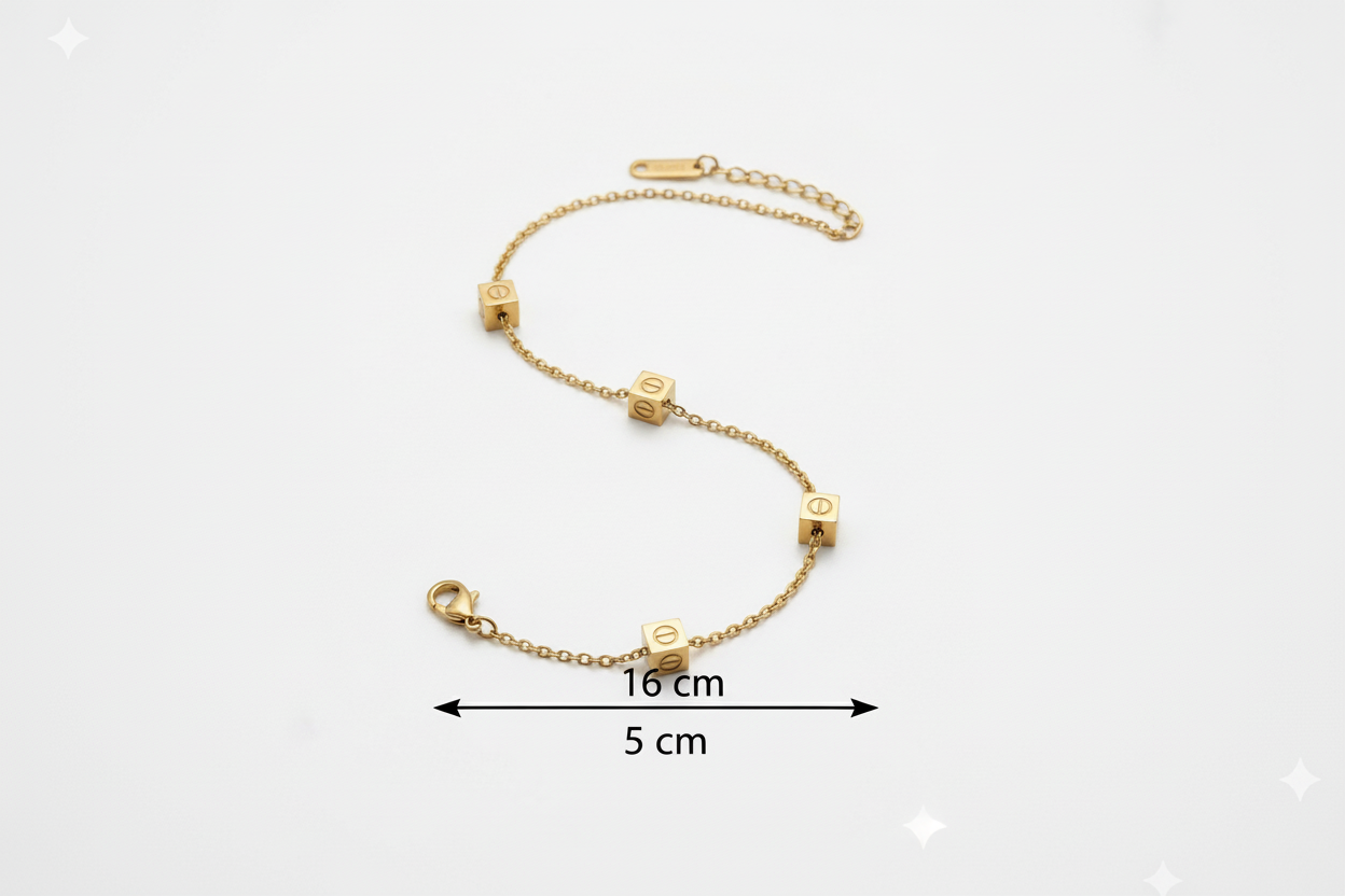 Cube Station Bracelet Industrial Motif Chain