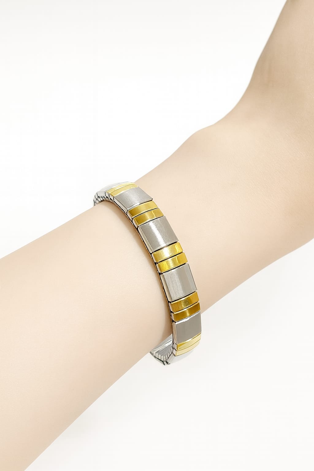 Elysian Two-Tone Geometric Link Bracelet