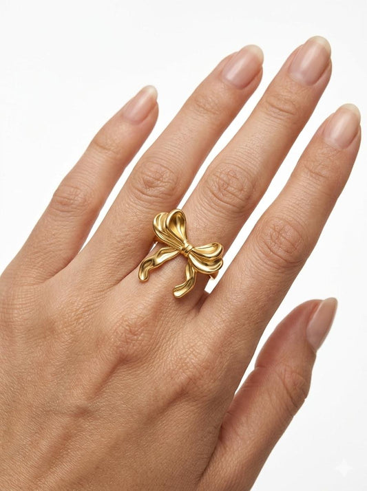 Ribbon Bow Ring – Sculptural Statement Band