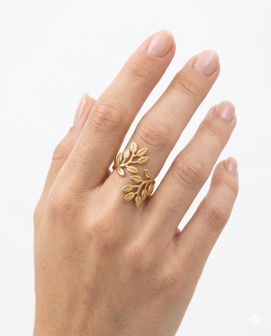 Laurel Leaf Ring – Botanical Bypass Band