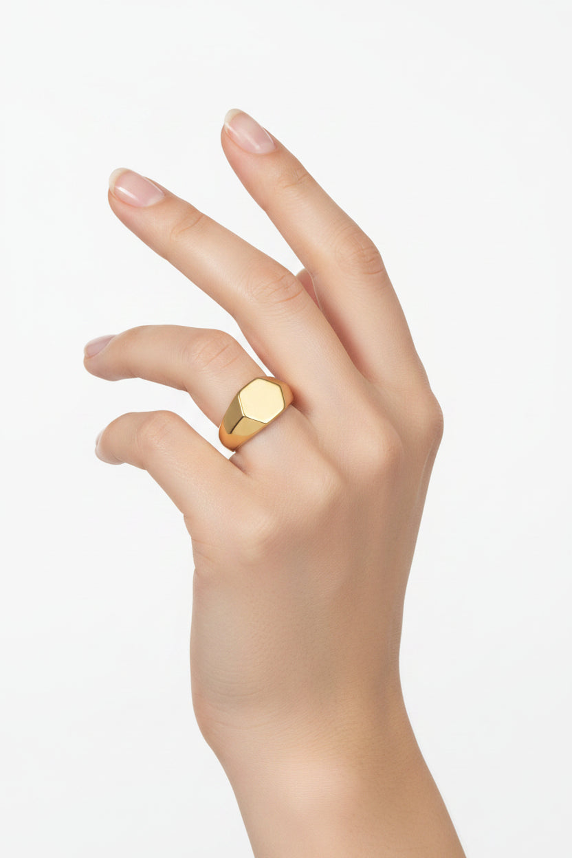 Hexagon Signet Ring – Modern Statement Band