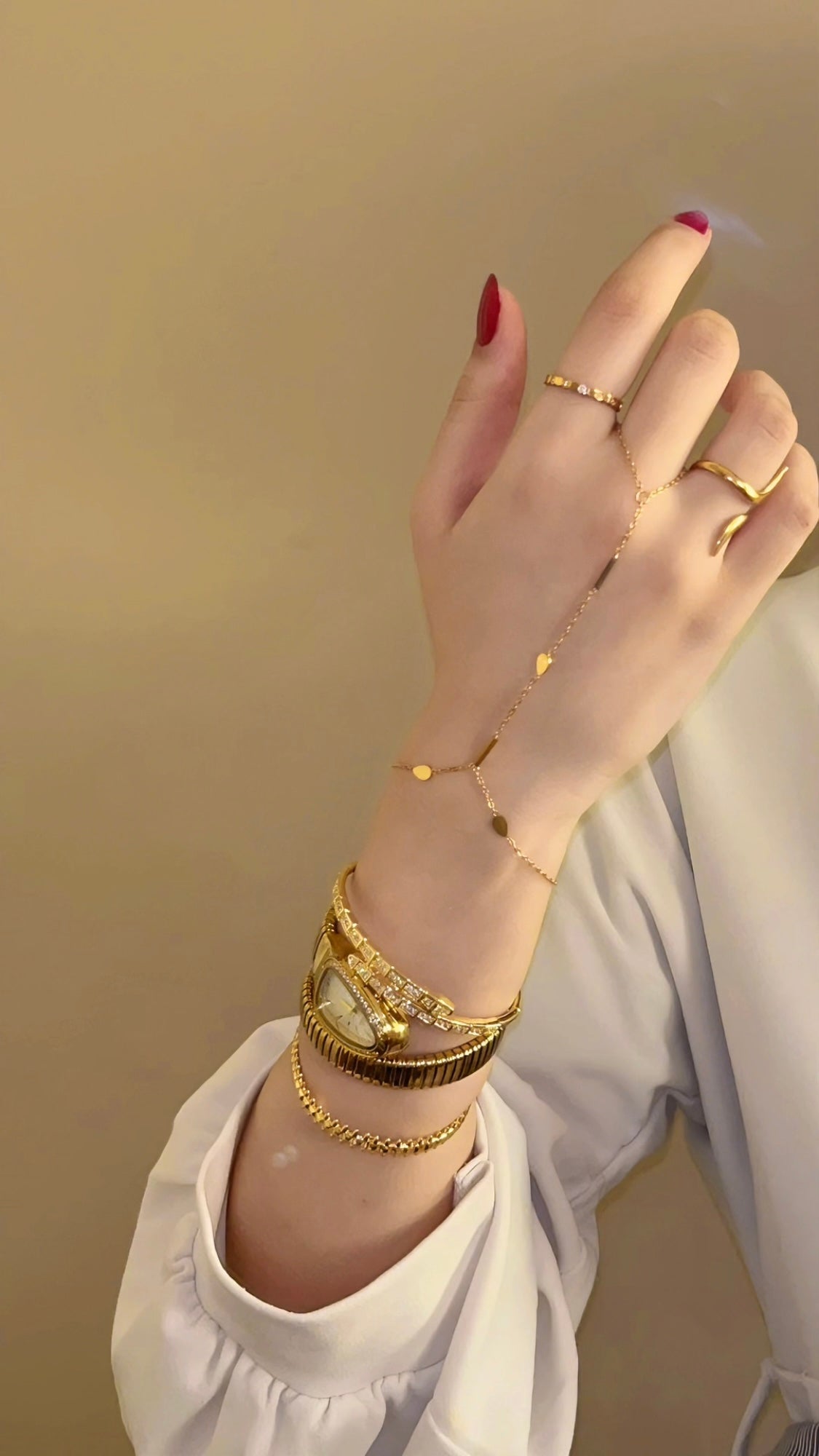 Celestial Hand Chain – Bar & Teardrop Slave Bracelet