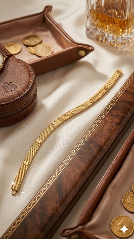 Linear Ribbed Screw Detail Bracelet