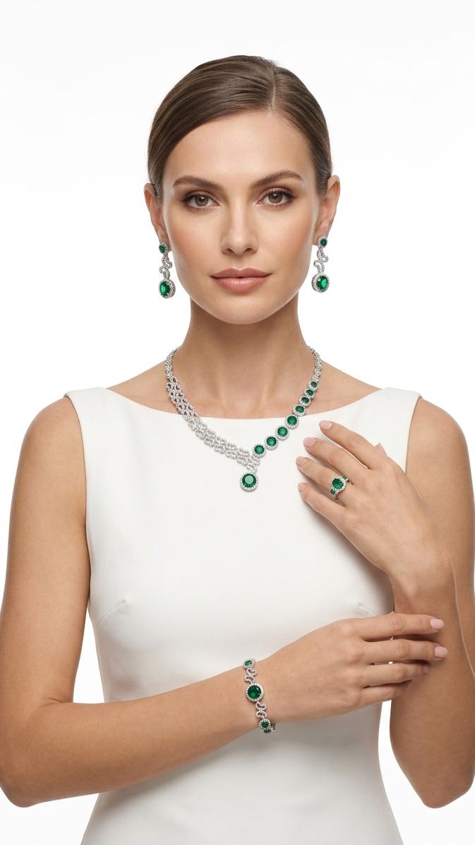 Blossom Bridal jewelry set – 4-Piece Plated Grand Collection