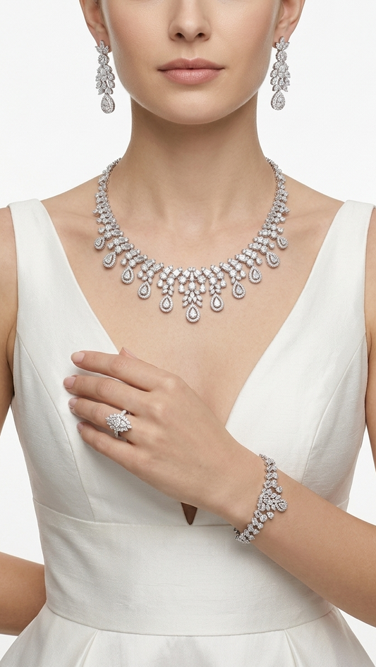 Imperial Gala Bridal Set – High-Radiance Zirconia Masterpiece Collection