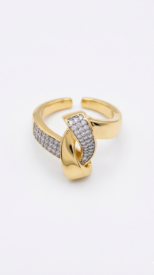 Knotted Twist Ring Interlocking Pavé Band