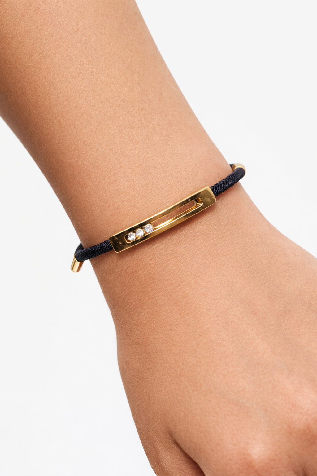 Aura Sliding Horizon Cord Bracelet – Triple-Crystal Statement