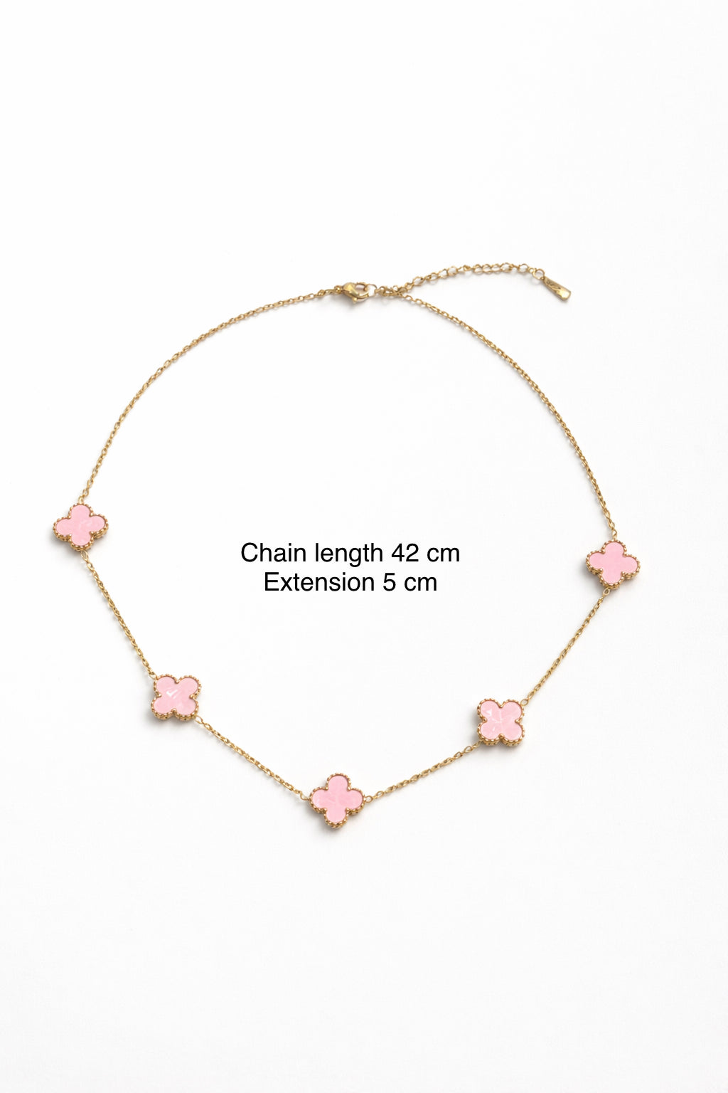 Clover Necklace– Gold Pink Lucky Motif Necklace