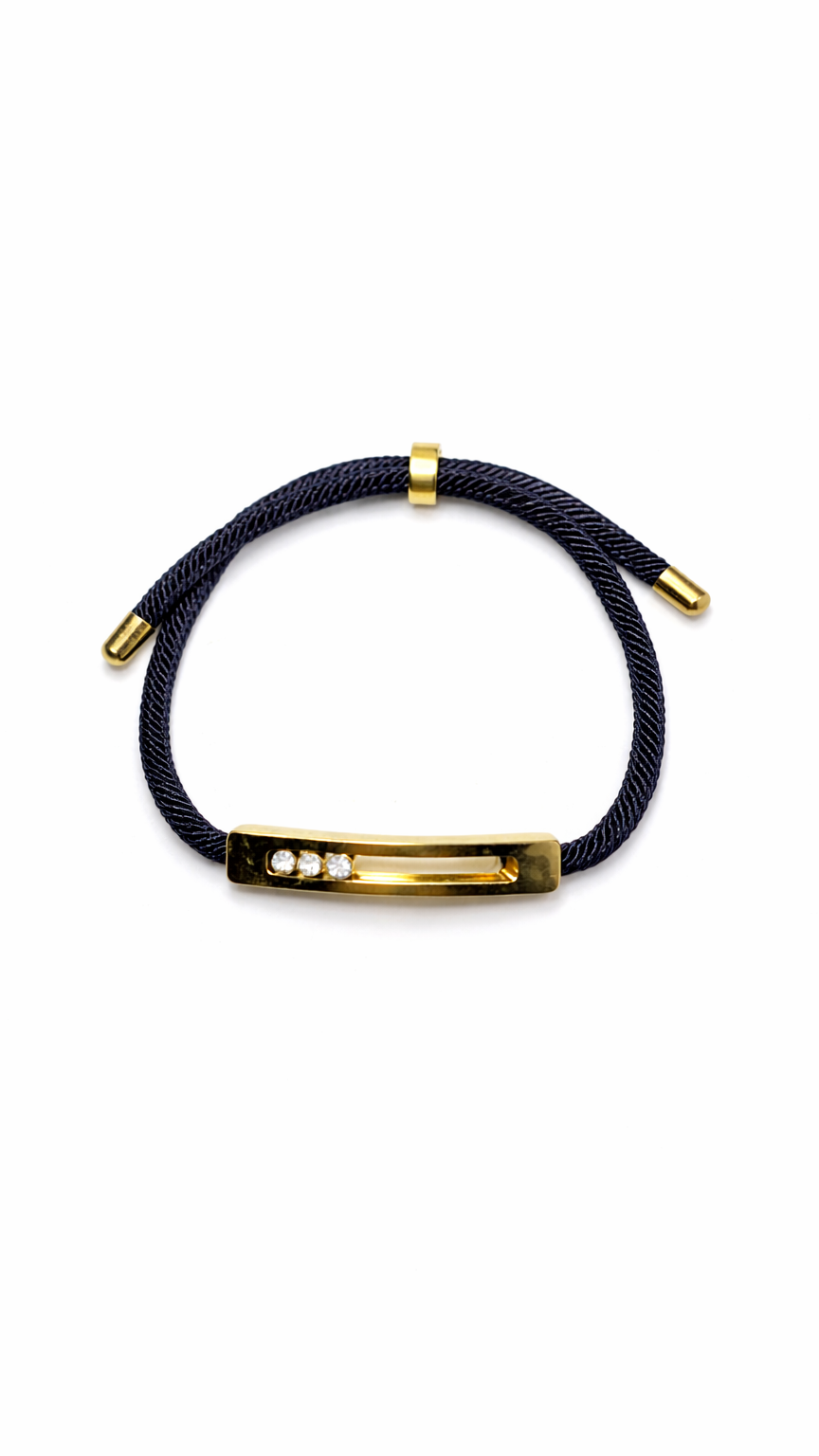 Aura Sliding Horizon Cord Bracelet – Triple-Crystal Statement