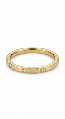 A bold 18K gold-plated statement ring featuring a large rectangular face encrusted with crystal pavé on a white background.
