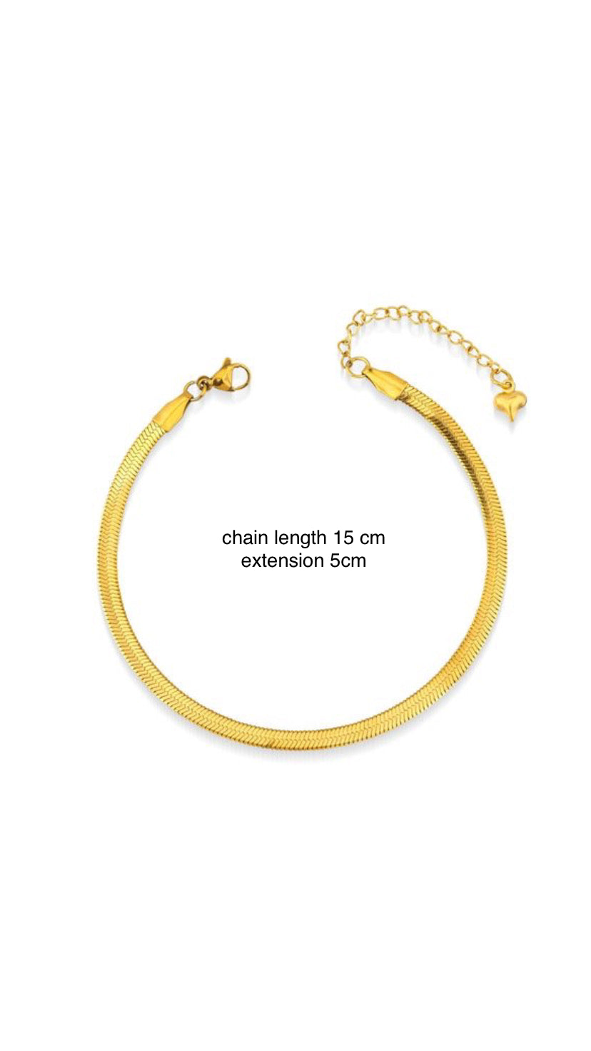 Herringbone Bracelet – Gold Flat Chain
