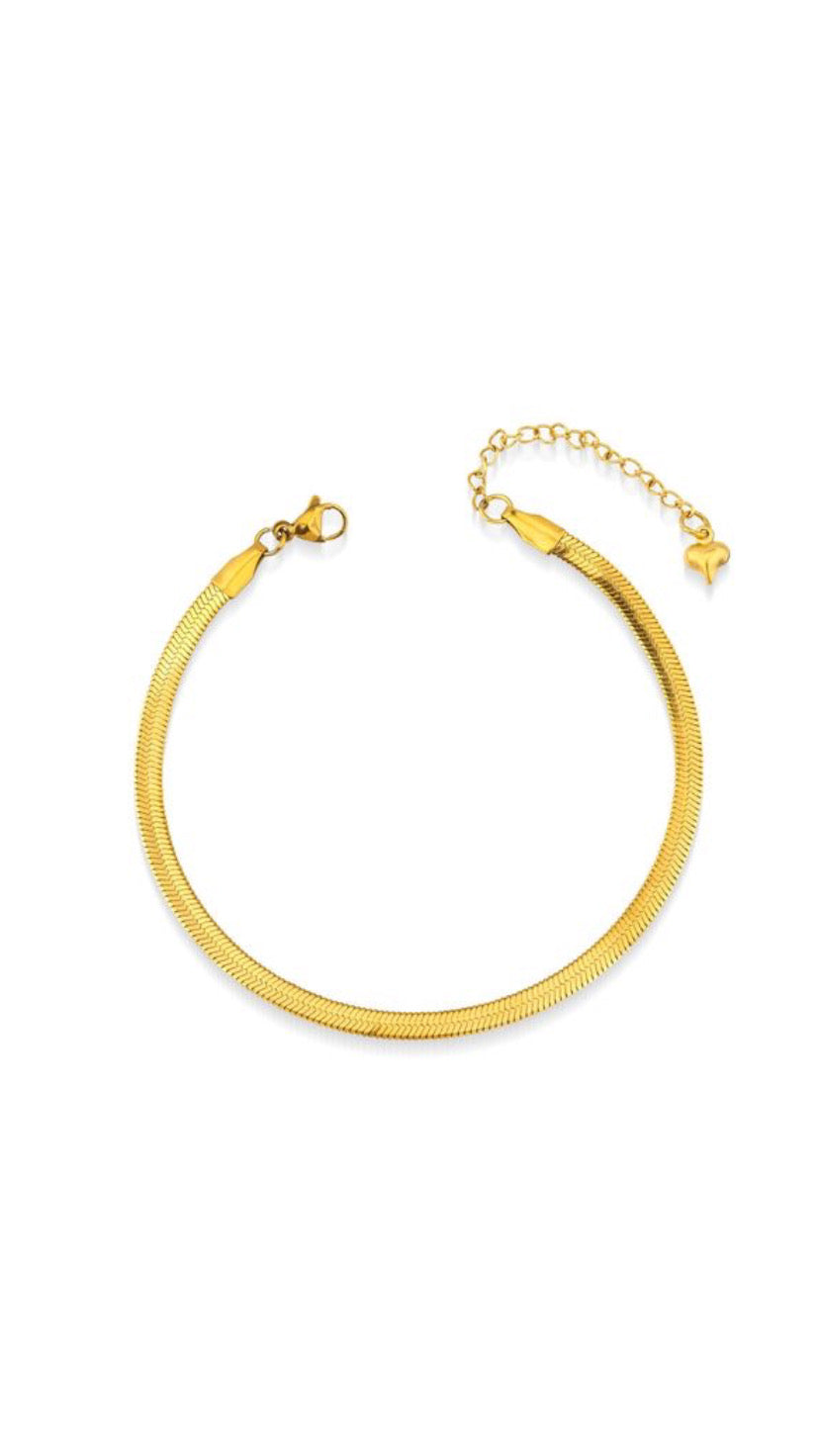Herringbone Bracelet – Gold Flat Chain