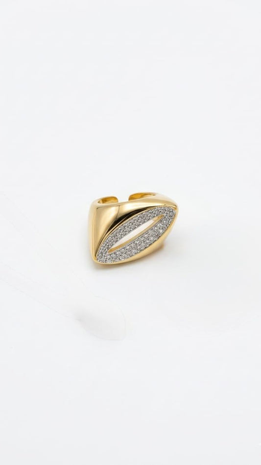 Eclipse Pavé Marquis Ring Sculptural Open Band