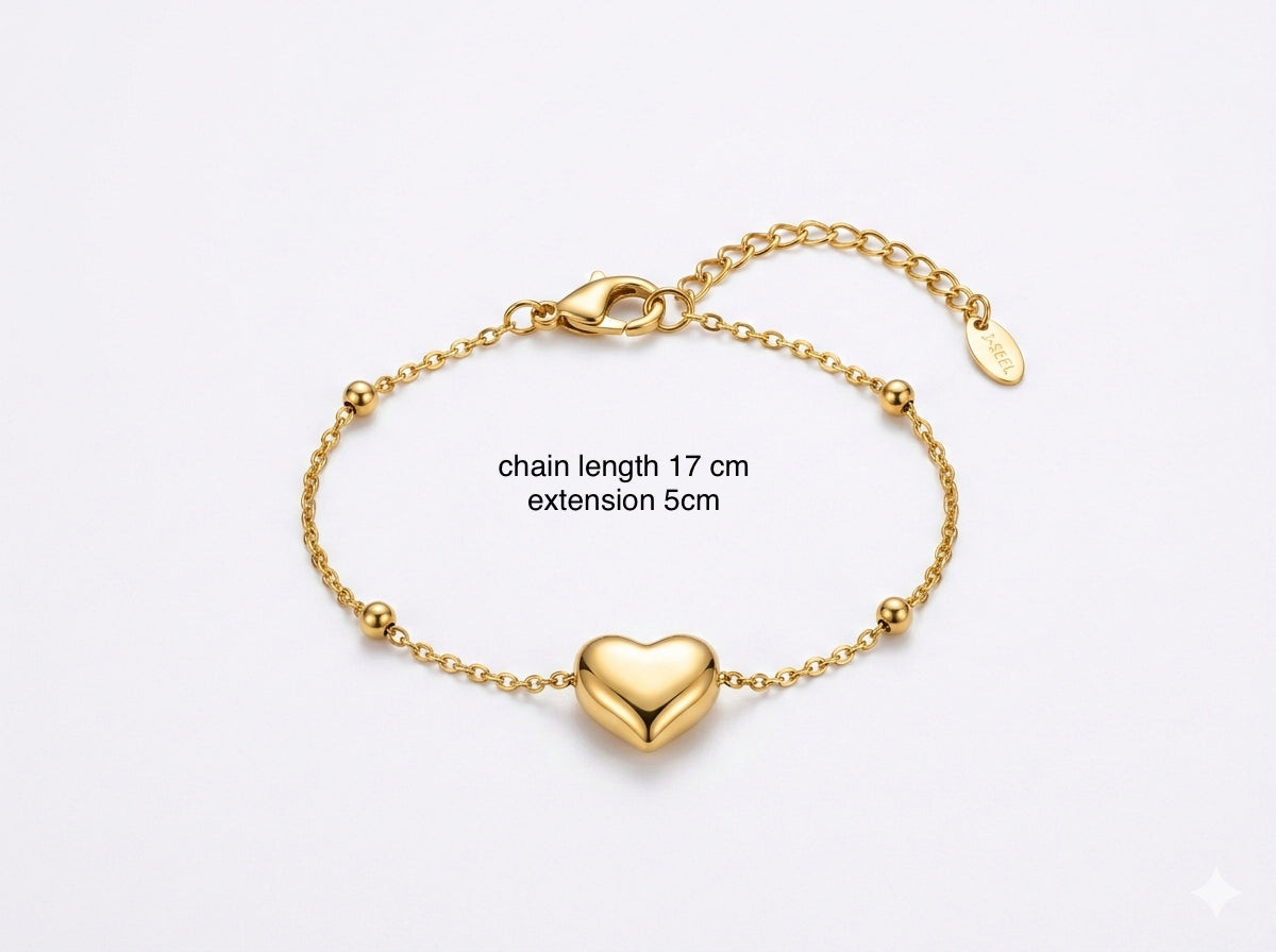 Heart Station Bracelet – Heart & Bead Chain