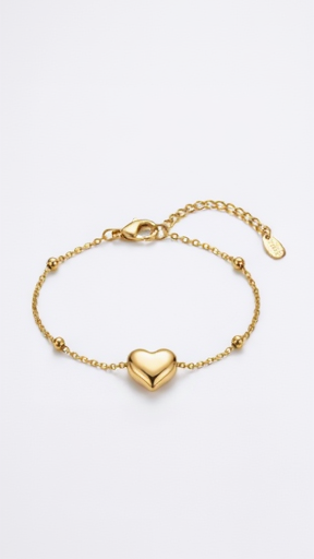 Heart Station Bracelet – Heart & Bead Chain