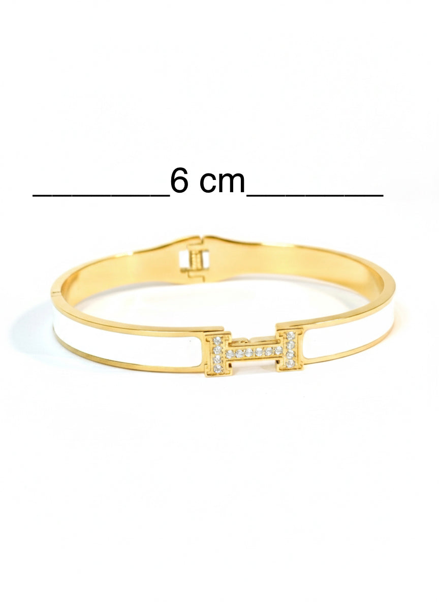Grand H Enamel Bangle – Statement Enamel white Bracelet