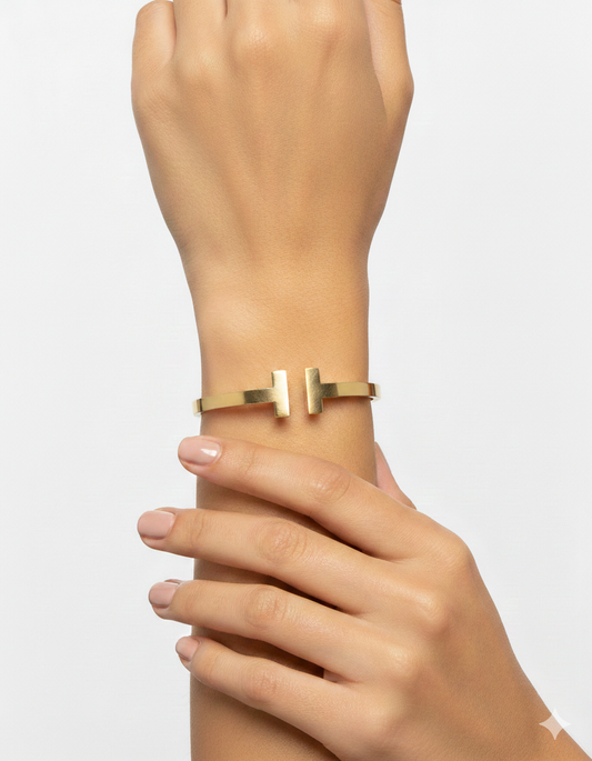 Parallel T-Square Bangle – Minimalist Open Cuff