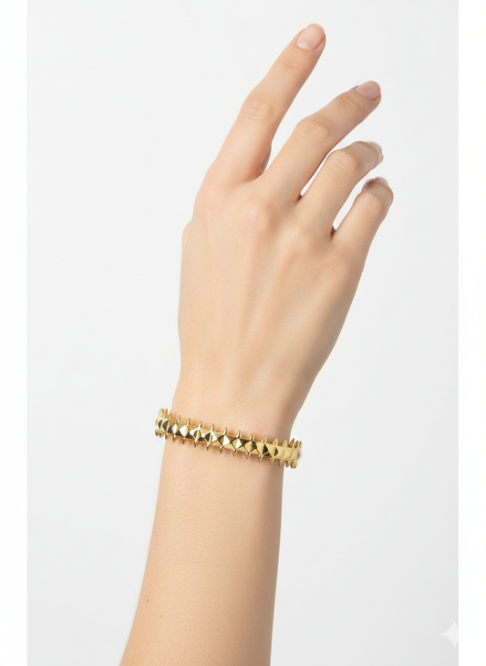 Spike Studded Bangle – 18K Gold Plated Punk-Chic Statement Cuff
