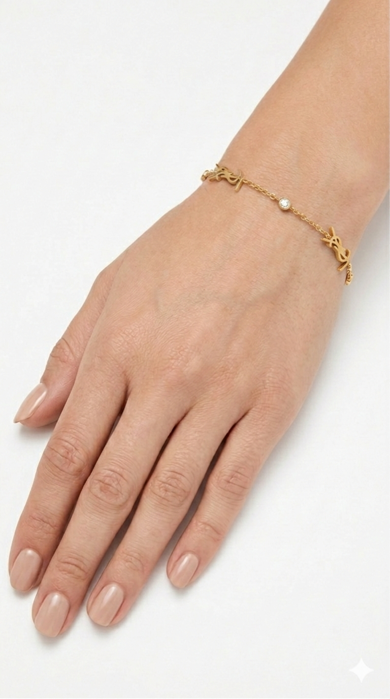 Aura Monogram & Crystal Station Bracelet - Bezel-Set Brilliance