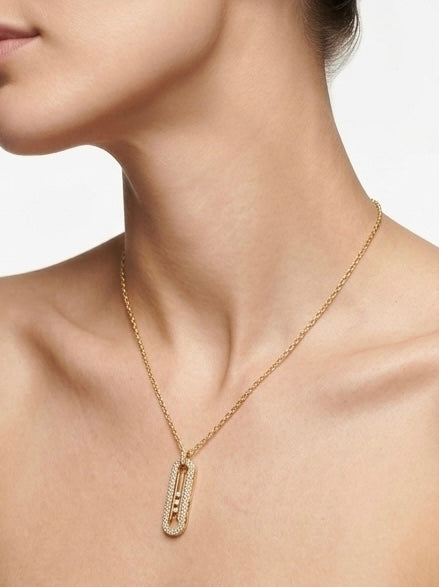 Necklace – Sparkling Triple-Stone Orbit Pendant