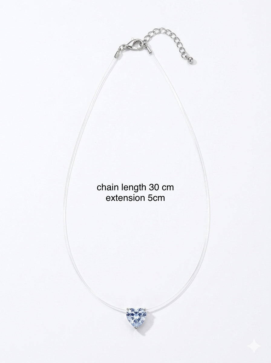 Ethereal Floating Heart Necklace – Invisible Illusion Solitaire