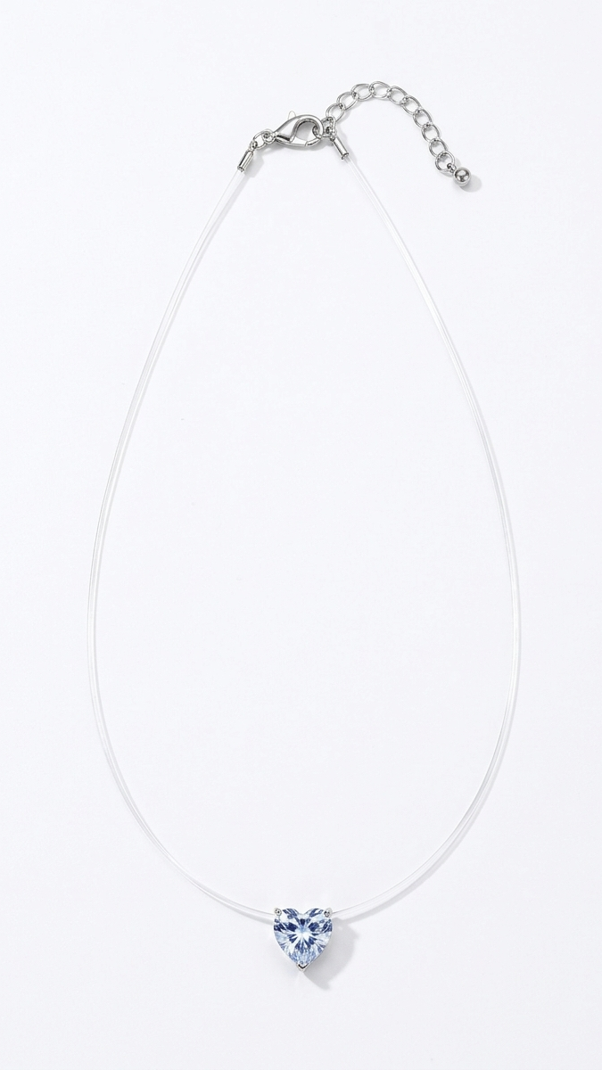 Ethereal Floating Heart Necklace – Invisible Illusion Solitaire