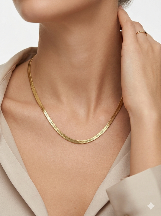 Aura Silk Herringbone Necklace Flat Snake Chain