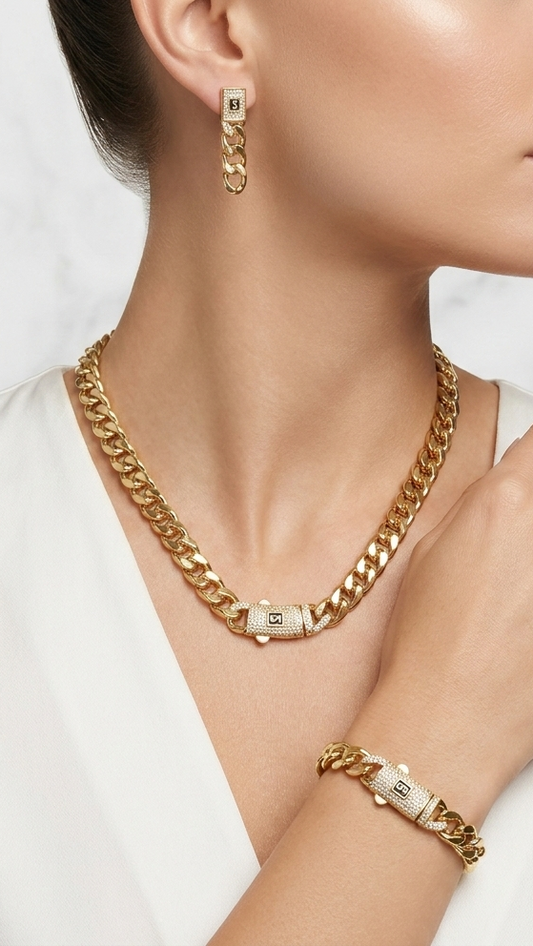 Heavyweight Set with Full Pavé Designer Clasps