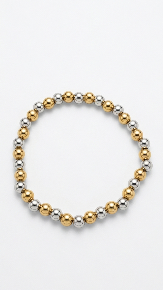 Aura Two-Tone Spherical Bracelet – Mixed-Metal High-Polish Bead Chain