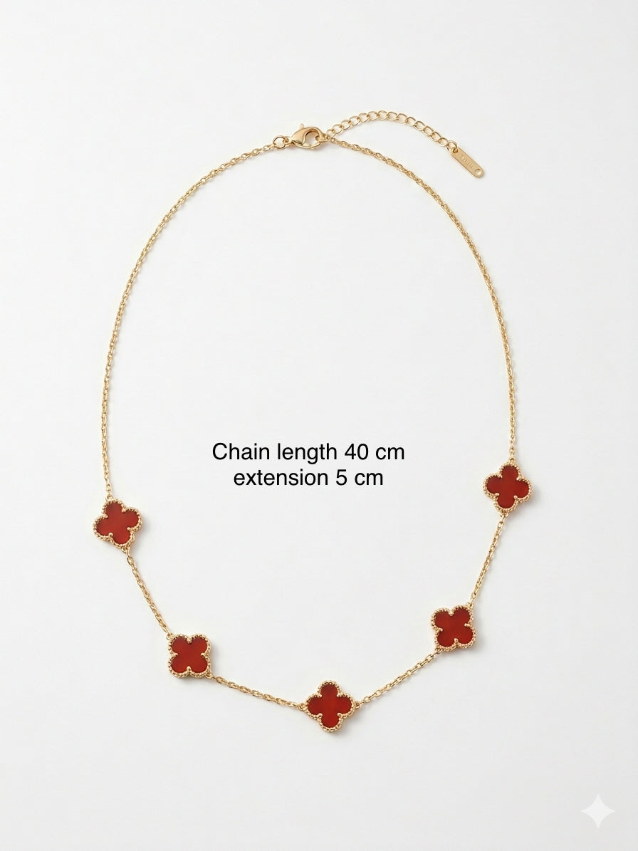 Clover Station Necklace – Gold Four-Leaf Lucky Motif Chain
