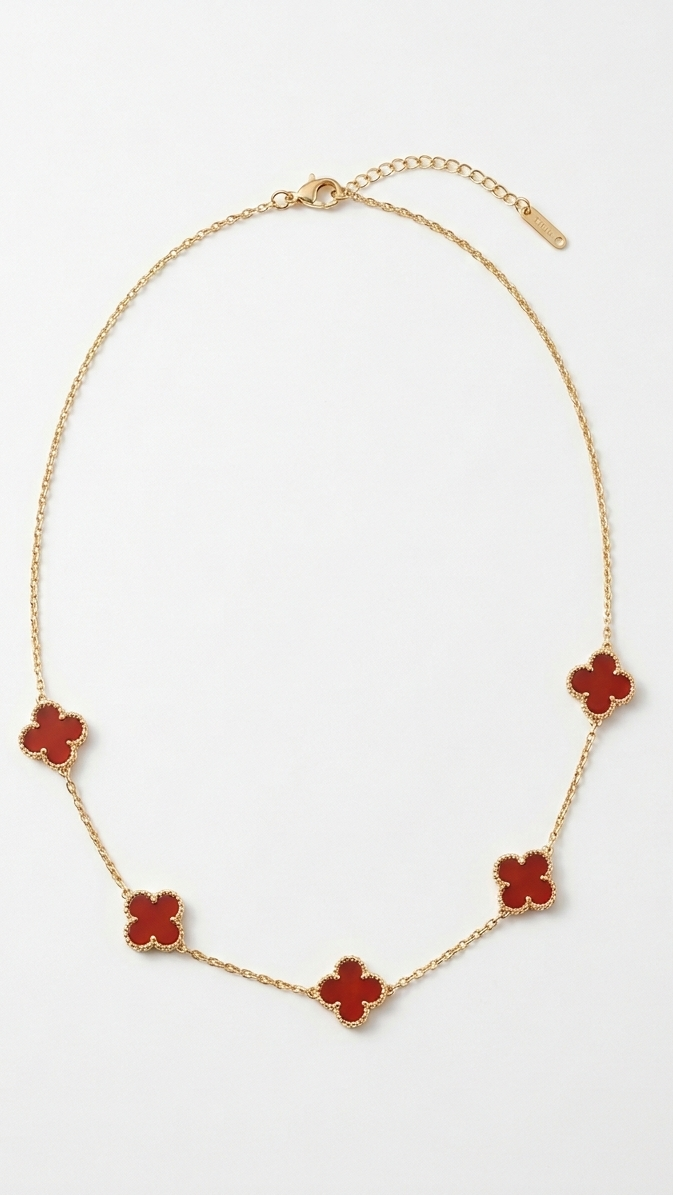 Clover Station Necklace – Gold Four-Leaf Lucky Motif Chain