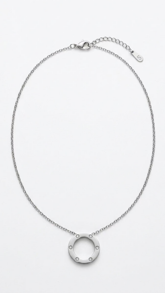Eternal Circle silver tuned Solitaire Necklace