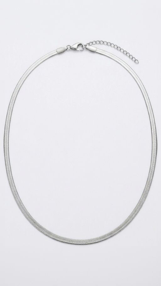 Silver Serpentine Herringbone Necklace