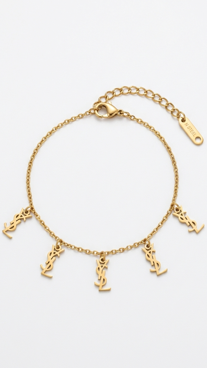 Aura Monogram Charm Bracelet – Multi-Charm Dainty Chain