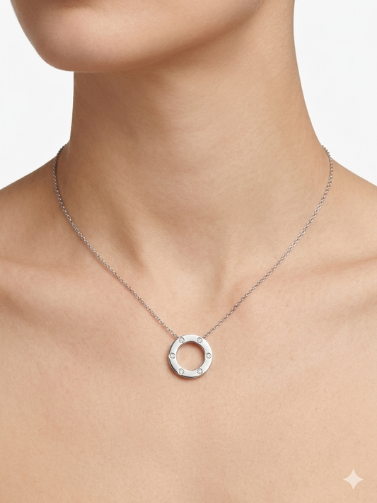 Eternal Circle silver tuned Solitaire Necklace