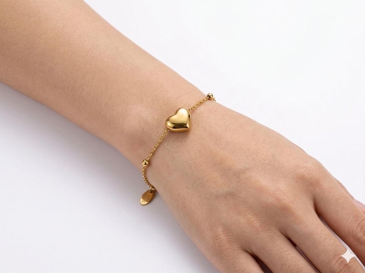 Heart Station Bracelet – Heart & Bead Chain