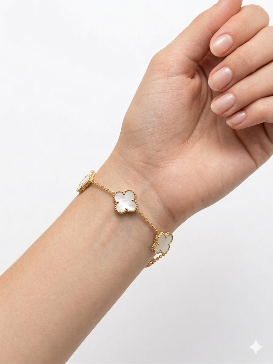 White Clover Bracelet –  white Inlay