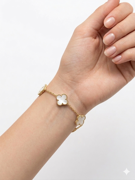 White Clover Bracelet –  white Inlay