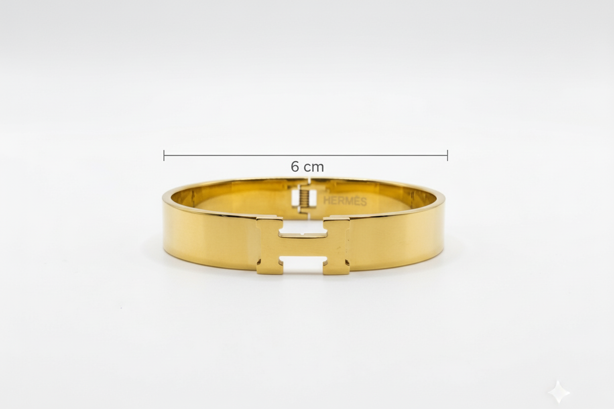 Signature "H" Bangle Bracelet Wide Hinged Statement Cuff