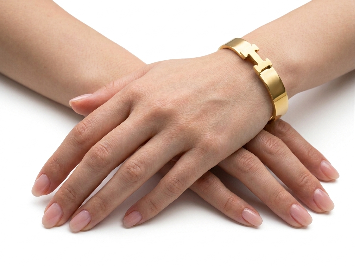 Signature "H" Bangle Bracelet Wide Hinged Statement Cuff