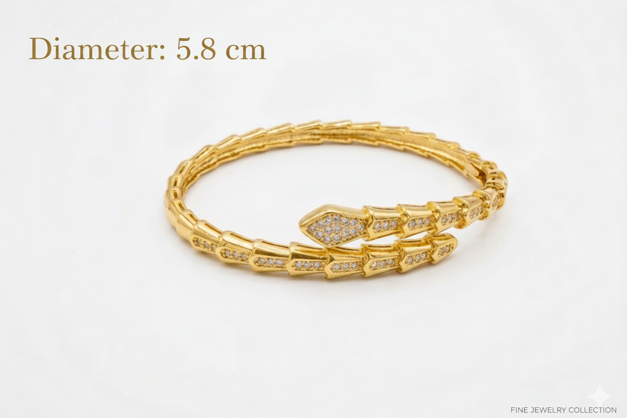Serpentine snake Pave Bangle bracelet