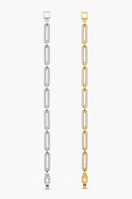 Paperclip Link Bracelet Silver Rhodium Statement Chain